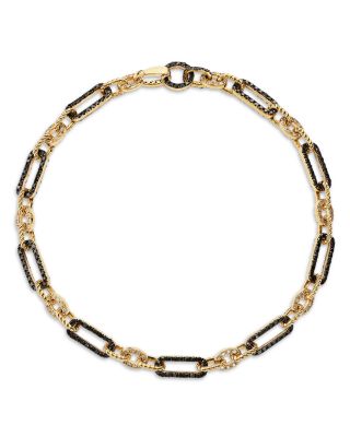 Black & White Diamond Chain Link Bracelet in 14K Yellow Gold, 2.0 tcw