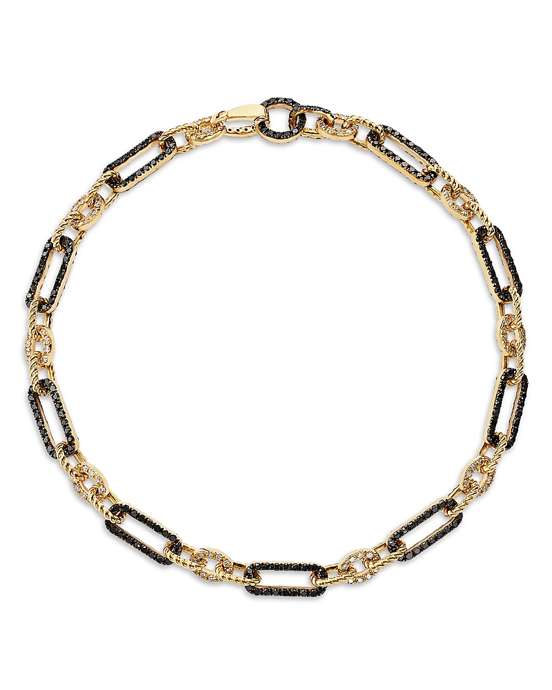 Bloomingdale's Fine Collection Black & White Diamond Chain Link Bracelet In 14k Yellow Gold, 2.0 Tcw
