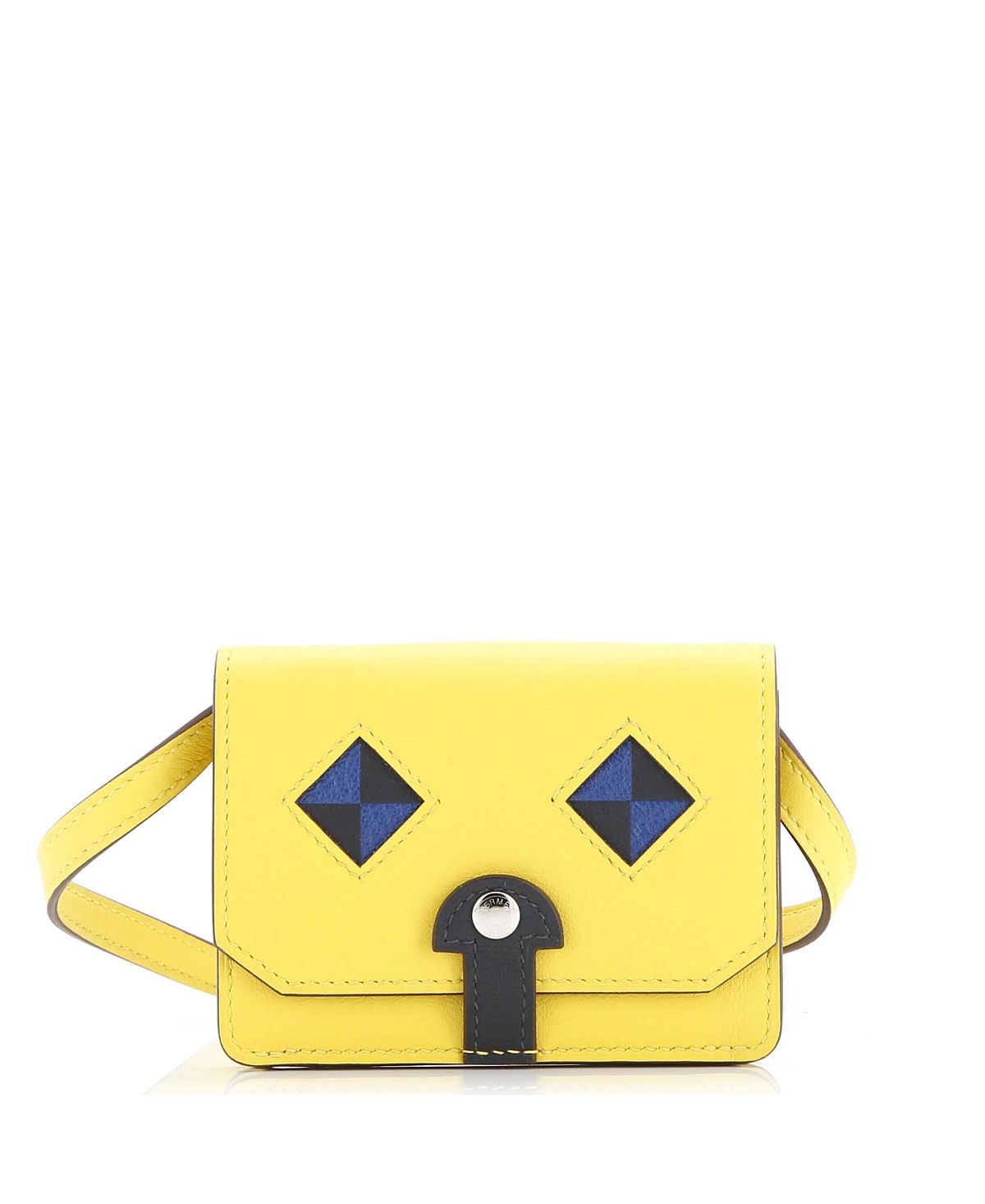 Pre-Owned HERMES Chien Card Holder with Strap Swift and Chevre Mysore