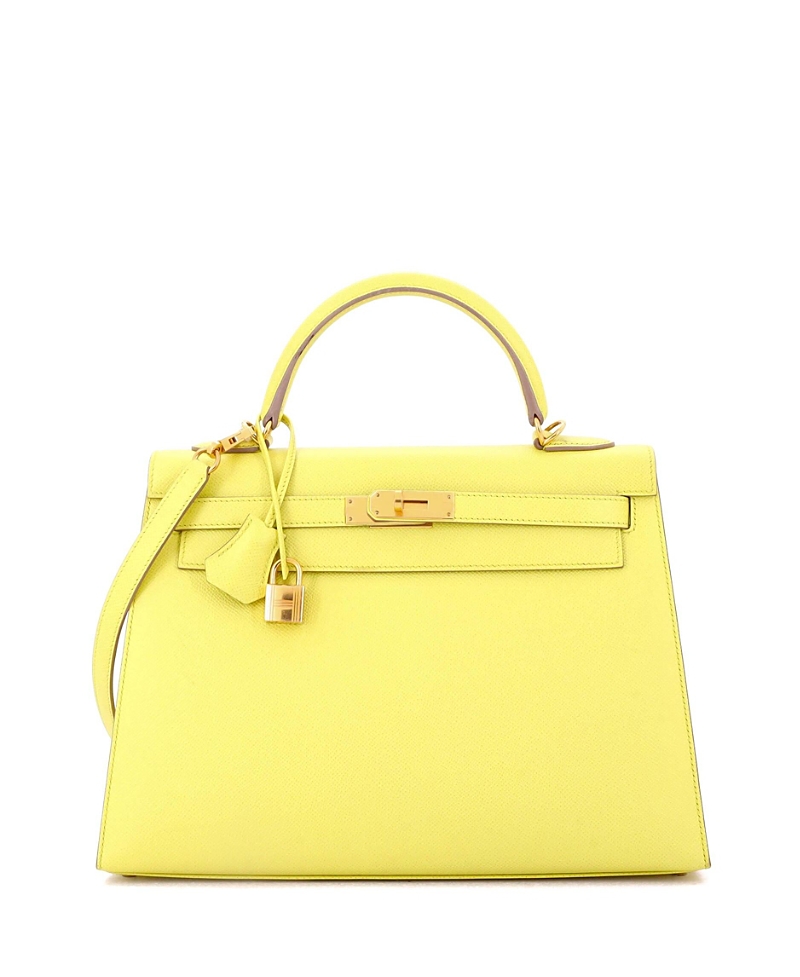Pre-owned Pre-owned Hermes Hermes Kelly 32 Handbag Yellow Epsom With Gold Hardware