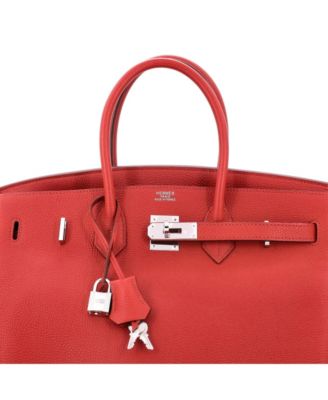 Birkin 35 Handbag Red Togo with Palladium Hardware