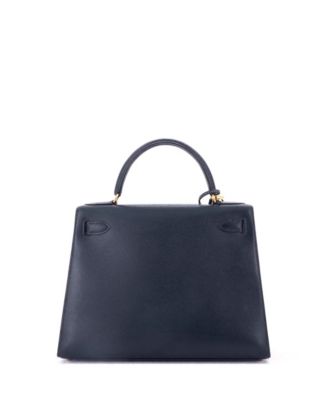 Kelly 28 Handbag Blue Courchevel with Gold Hardware