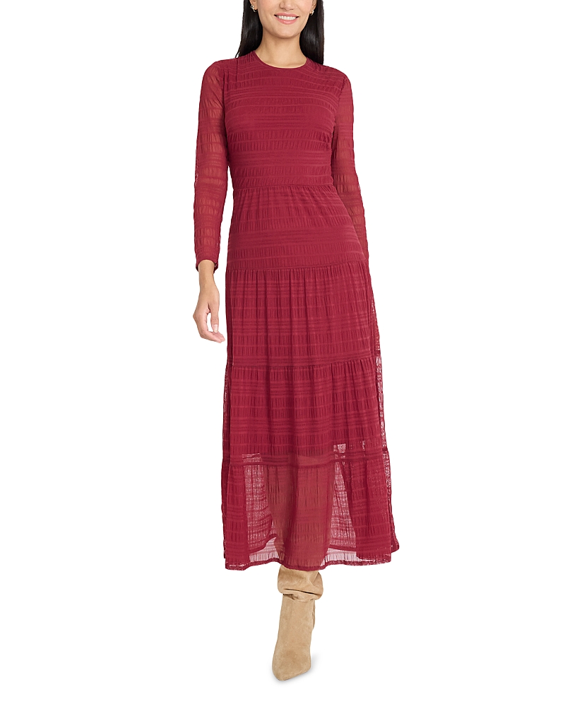 The Good Journey Long Sleeve Cutout Back Dress In Burgundy