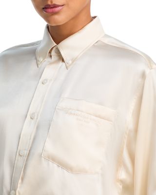 Silk Cropped Boyfriend Shirt