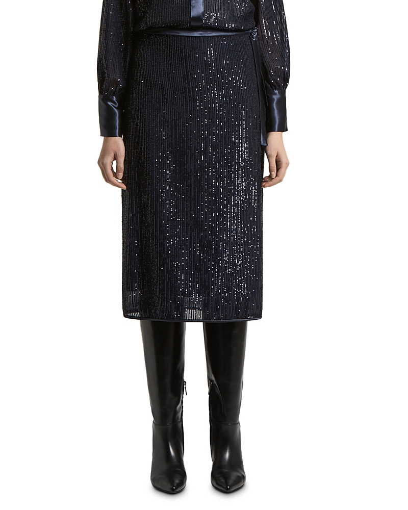 Peserico Sequin Embellished Midi Skirt In Black