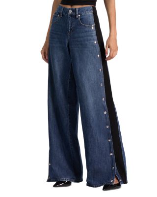 Amazing Low Rise Wide Leg Snap Trim Jeans in Cambria Vintage