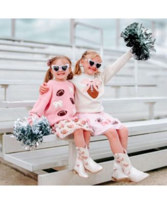 Girl's Football Bows Patch Knit Sweater - Little Kid, Big Kid