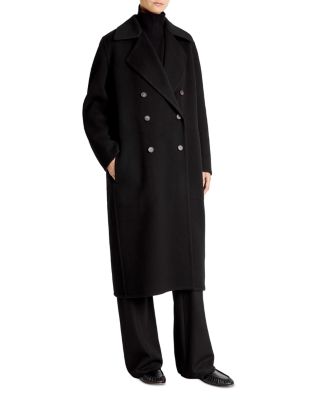 Double Breasted Long Wool-Blend Coat