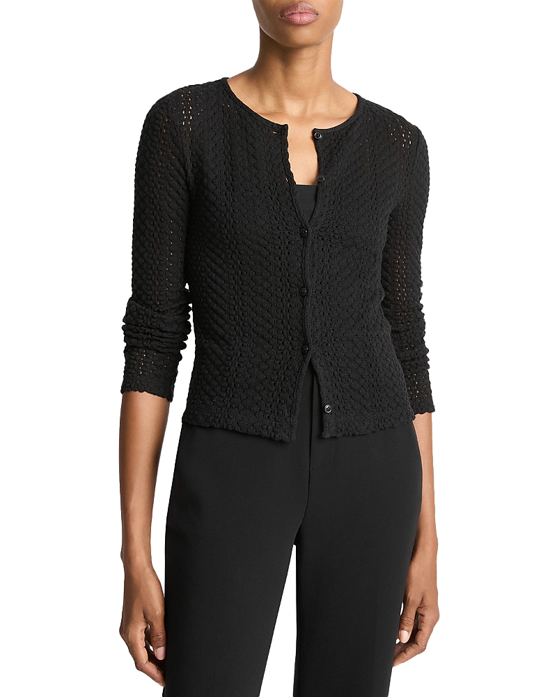 Vince Open Stitch Cardigan In Black