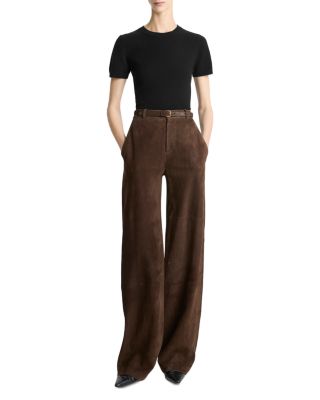 Mid Rise Suede Trousers
