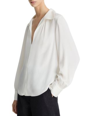 Placed Smocked Long Sleeved Blouse 