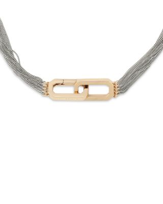 Carabiner Multi Chain Collar Necklace, 15" 