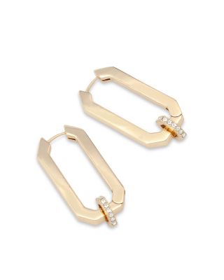 Pav&eacute; Link Hexagon Hoop Earrings 
