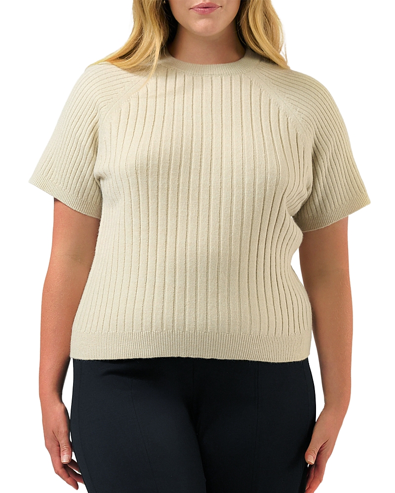 Estelle Plus Sera Ribbed Knit Top In Neutral