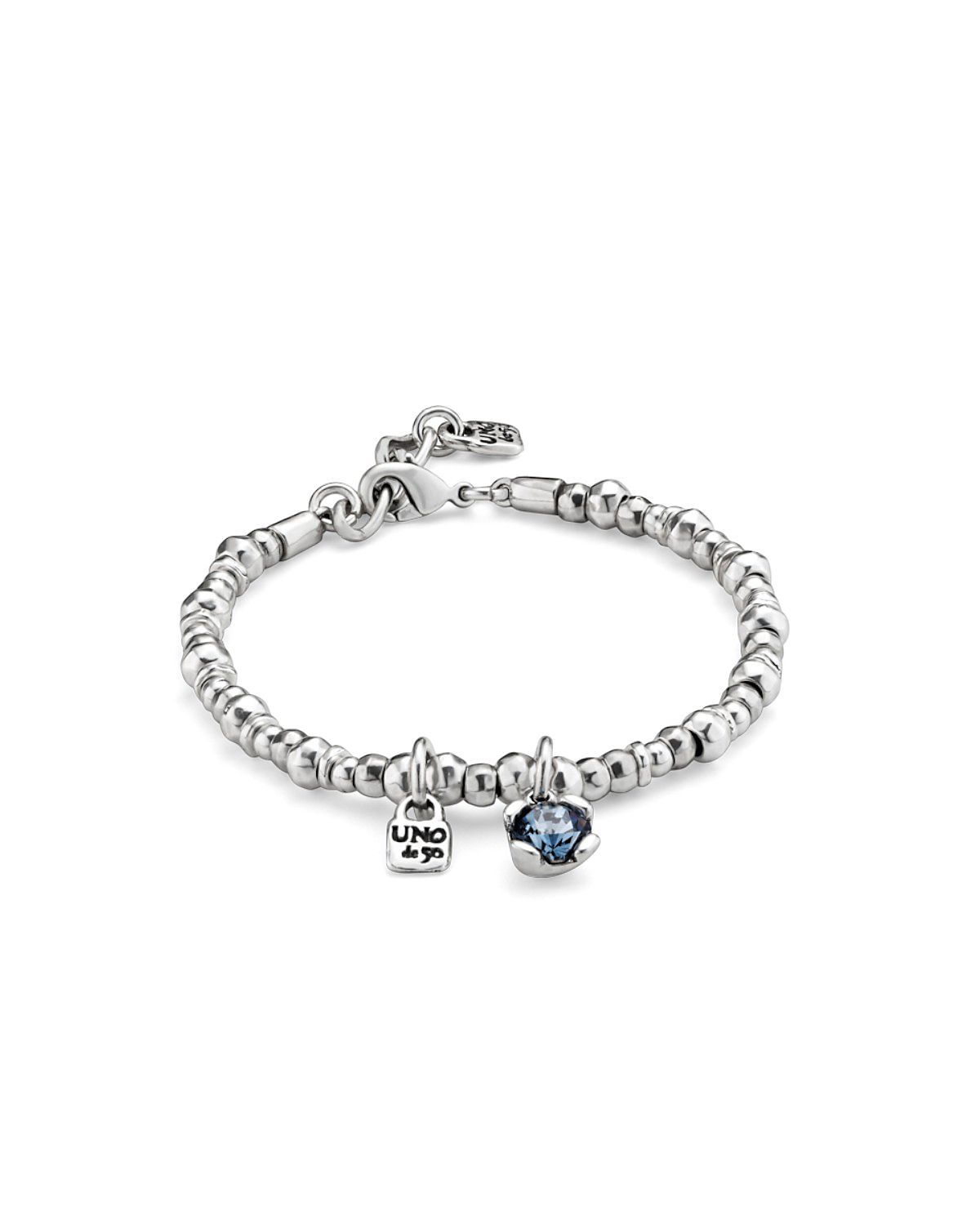 UNOde50 Sterling Silver Plated With Pearl and Blue Crystal Bracelet