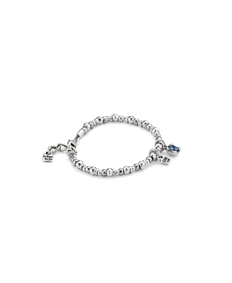 Unode50 Sterling Silver Plated With Pearl And Blue Crystal Bracelet In Metallic