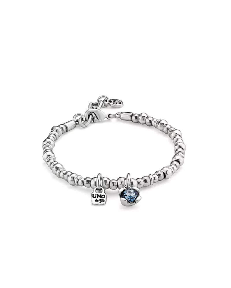 UNOde50 Sterling Silver Plated With Pearl and Blue Crystal Bracelet