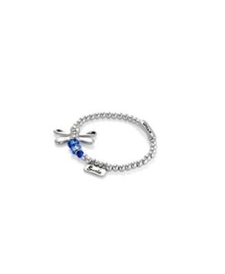  Elastic Sterling Silver Plated Dragonfly with Blue Crystals Bracelet