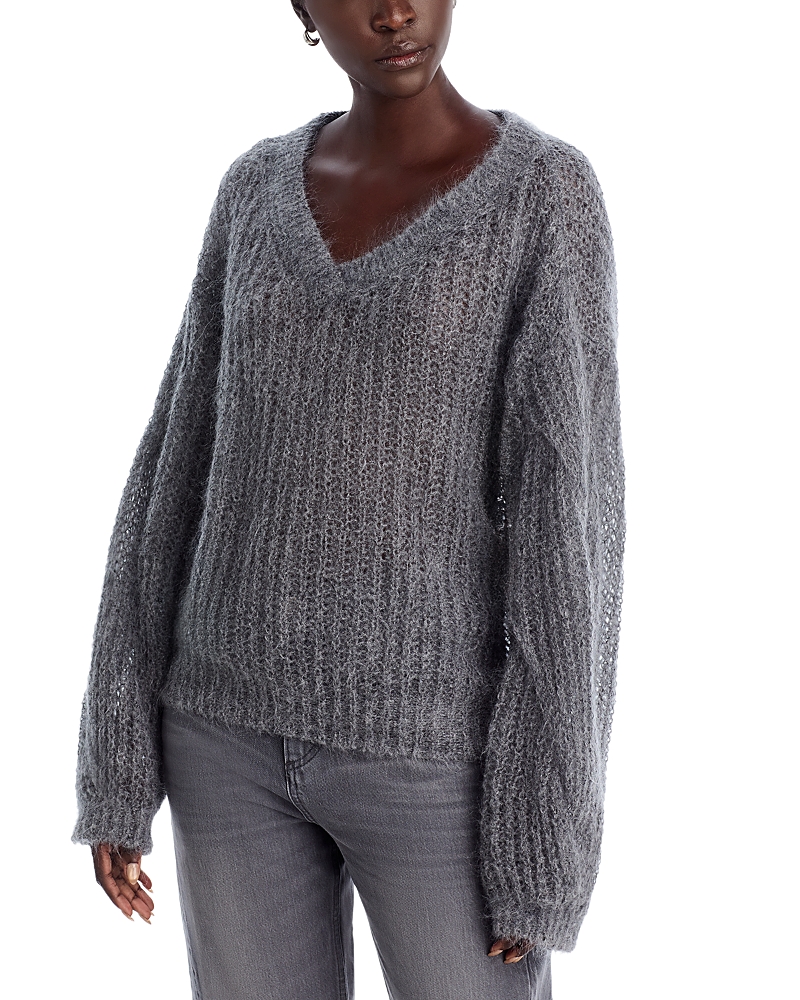 Hugo Boss Boss Fucinta V-neck Sweater In Gray