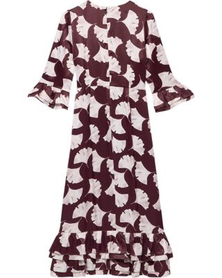 Women's Leaf Print Midi Dress