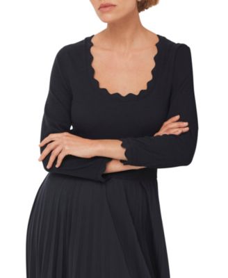 Women's Scallop Jersey Mix Midi Dress