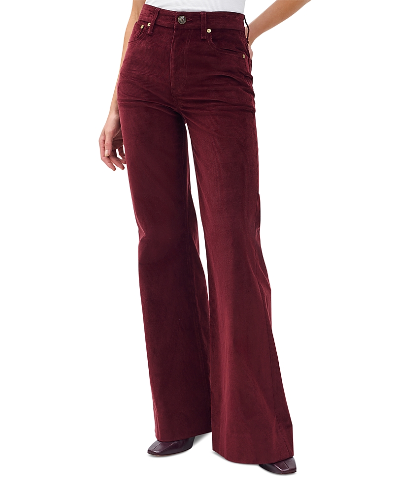 Rag & Bone Skylar High Waist Corduroy Flare Pants In Burgundy