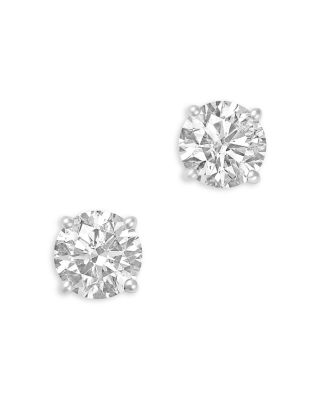 Certified Diamond Round Stud Earrings 14K White Gold, 3.0 tcw