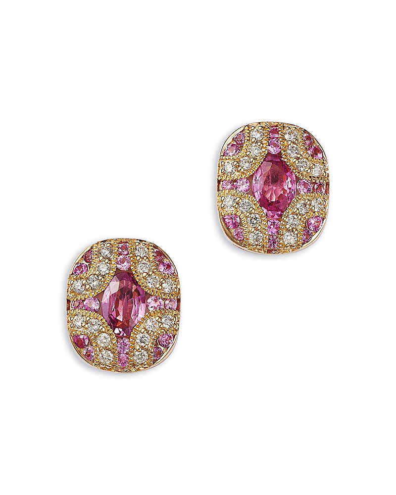 Bloomingdale's Fine Collection Pink Sapphire & Diamond Stud Earrings in 14K Yellow Gold