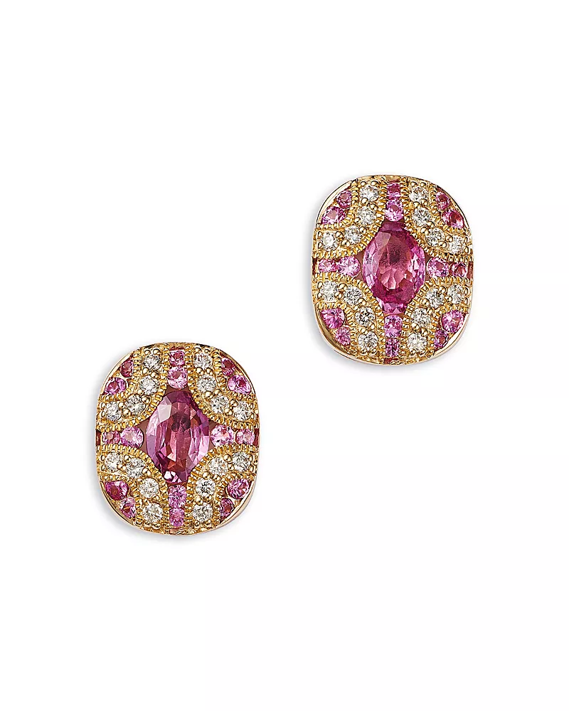 Bloomingdale's Fine Collection Pink Sapphire & Diamond Stud Earrings in 14K Yellow Gold