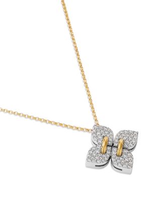 18K White & Yellow Gold Love in Verona Diamond Filo Pendant Necklace, 16-18"