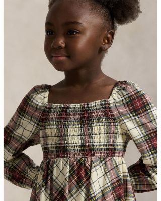 Girls' Plaid Ruffled Cotton Jersey Dress - Little Kid