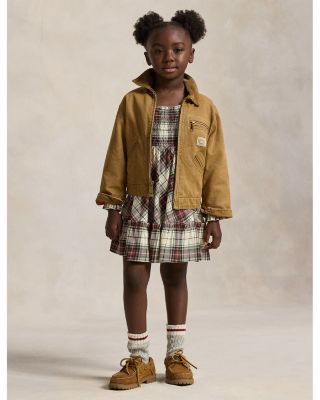 Girls' Plaid Ruffled Cotton Jersey Dress - Little Kid