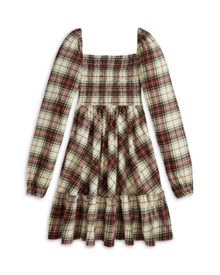 Girls' Plaid Ruffled Cotton Jersey Dress - Big Kid