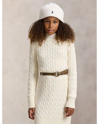 Girls' Cable Knit Cotton Sweater Dress - Big Kid