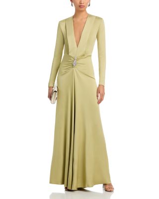 Long Sleeve V Neck Gown