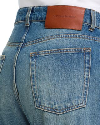 Bernie Mid Rise Barrel Jeans in Washed Blue