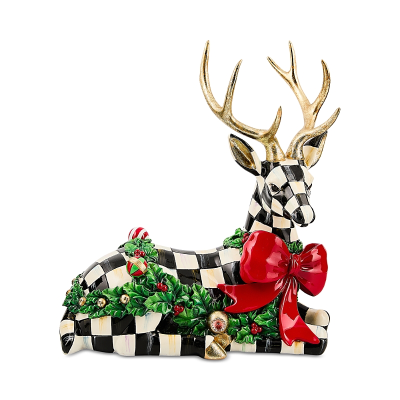 Mackenzie-childs Mackenzie Childs Holly Check Resting Deer Figurine