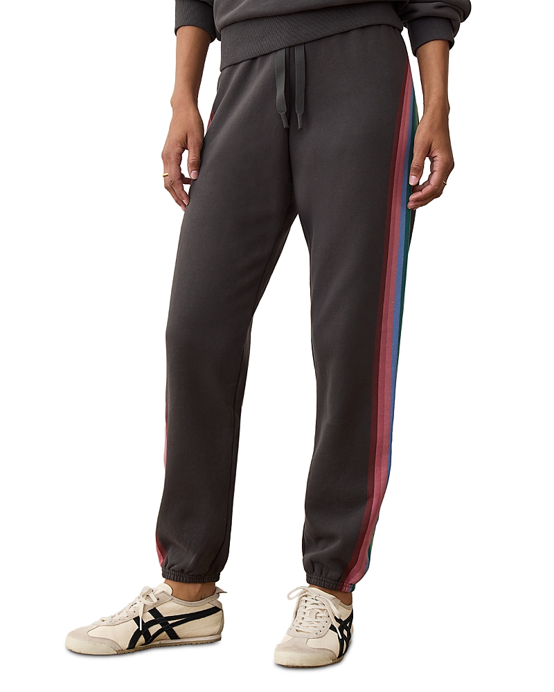 Marine Layer Anytime Stripe Fleece Sweatpants In Black