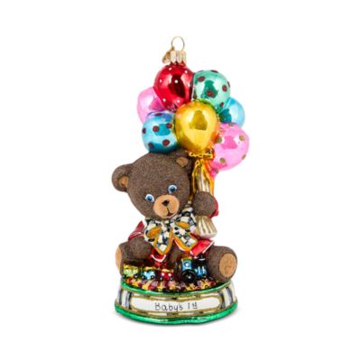 Baby's 1st Balloon Bear Glass Ornament