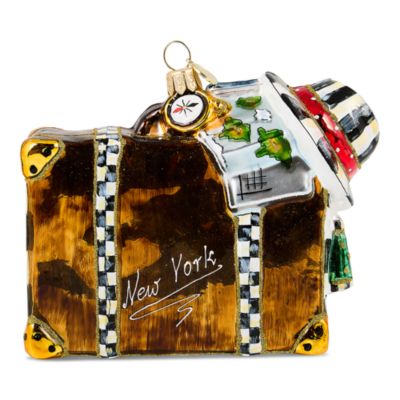 New York Suitcase Glass Ornament