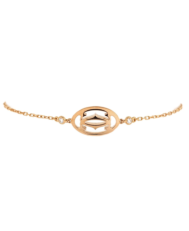 Pre-owned Pre-owned Cartier Cartier Double C Logo Bracelet 18k Rose Gold With Diamonds In Pink