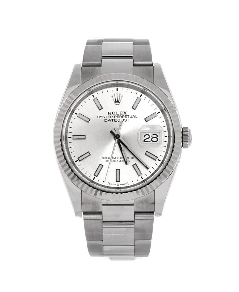 Pre-owned Pre-owned Rolex Rolex Oyster Perpetual Datejust Automatic Watch In Stainless Steel And White Gold 36mm In Silver