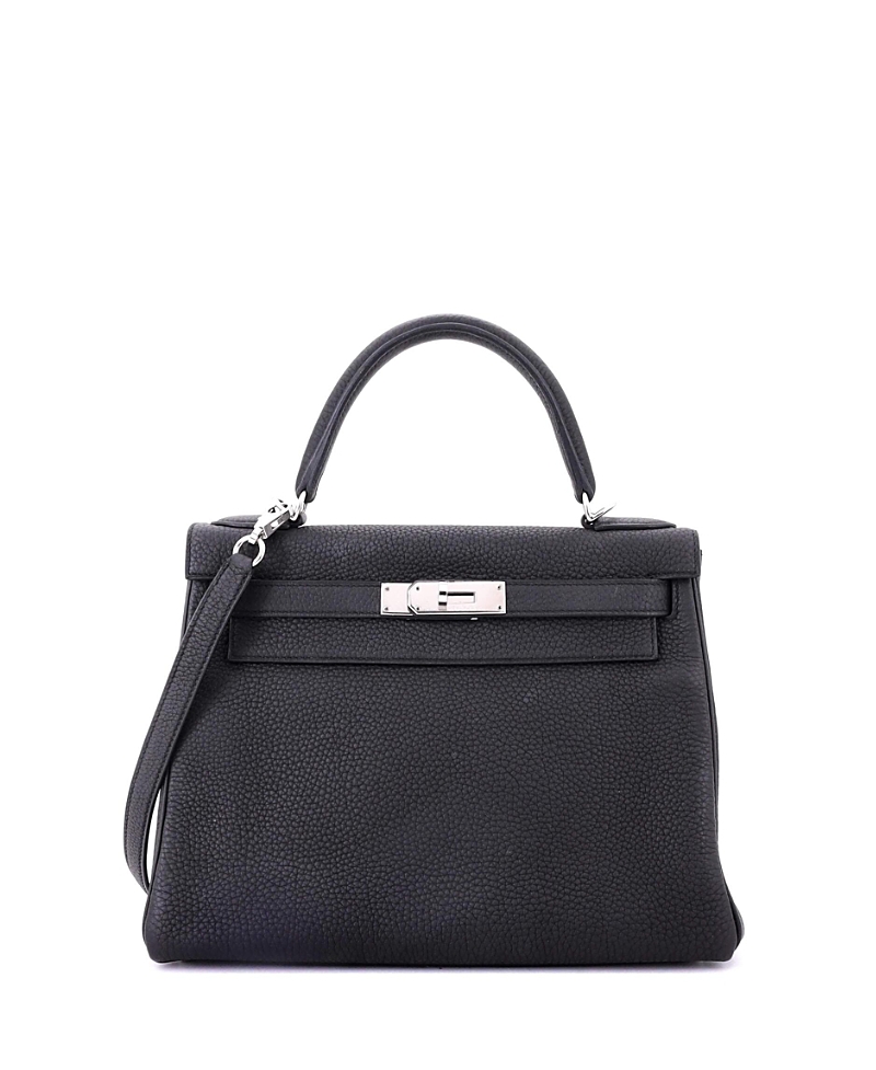 Pre-owned Pre-owned Hermes Hermes Kelly 28 Handbag Black Togo With Palladium Hardware