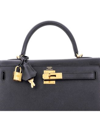 Kelly 28 Handbag Black Epsom with Gold Hardware