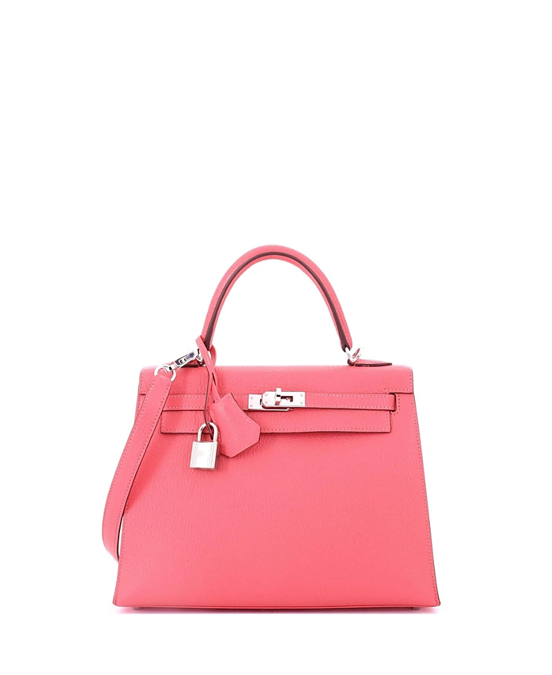 Pre-owned Pre-owned Hermes Hermes Kelly 25 Handbag Pink Chevre Mysore With Palladium Hardware