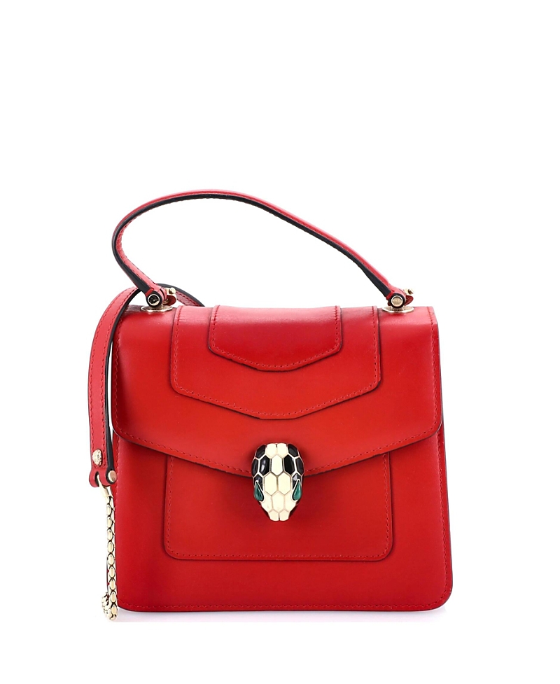 Pre-owned Pre-owned Bvlgari Bvlgari Small Serpenti Forever Top Handle Bag Leather In Red