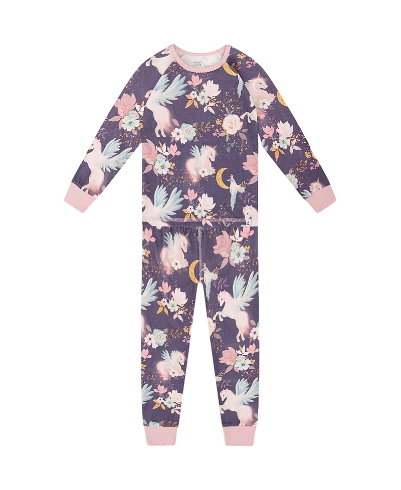 Deux Par Deux Girls' Organic Cotton Two-piece Pajamas - Baby In Multi