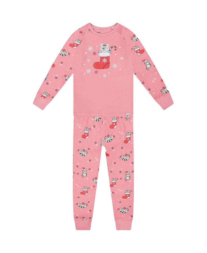 Deux Par Deux Girls' Organic Cotton Two-piece Pajamas - Baby In Pink