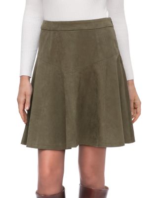 Faux Suede Flared Skirt