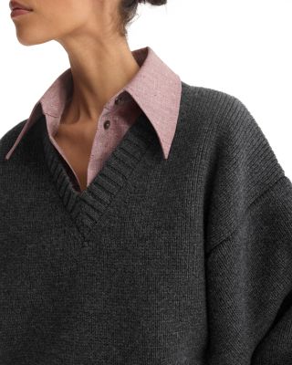 Wool Sculptural V Neck Sweater